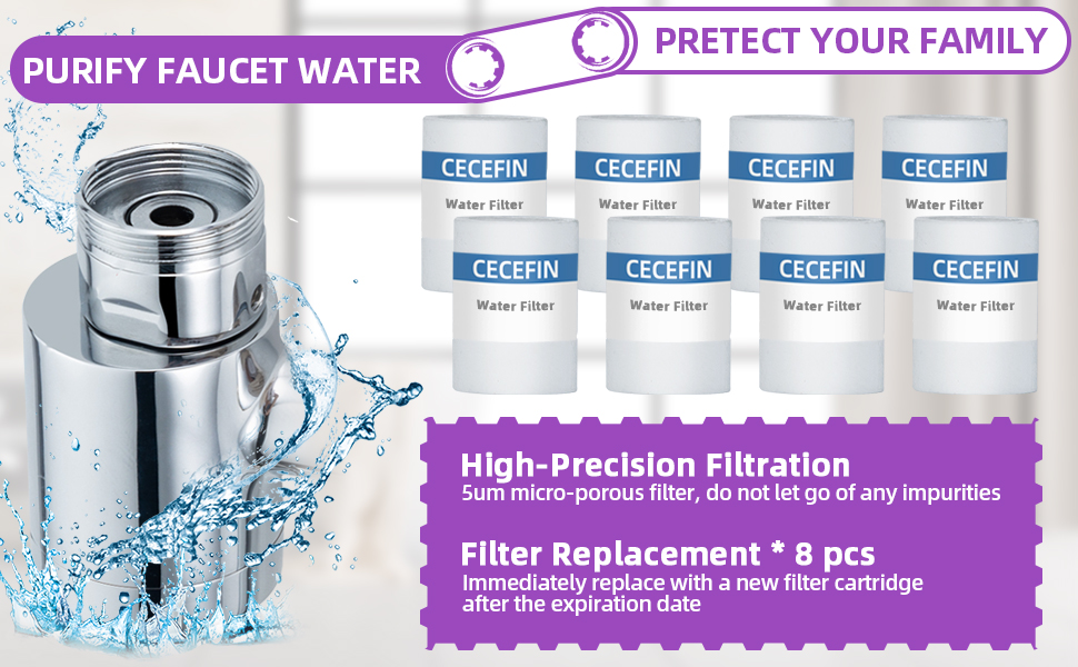 Splash Filter Sink Faucet Aerator 8pcs Replace Water Purifier, 1080