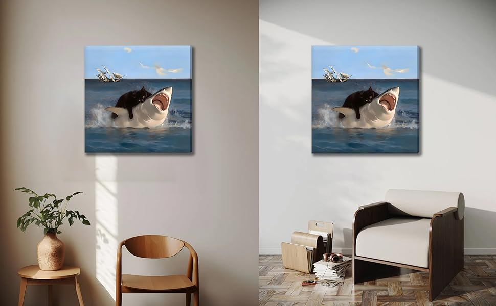 Framed Funny Cat Canvas Wall Art Renaiss... 11 1.