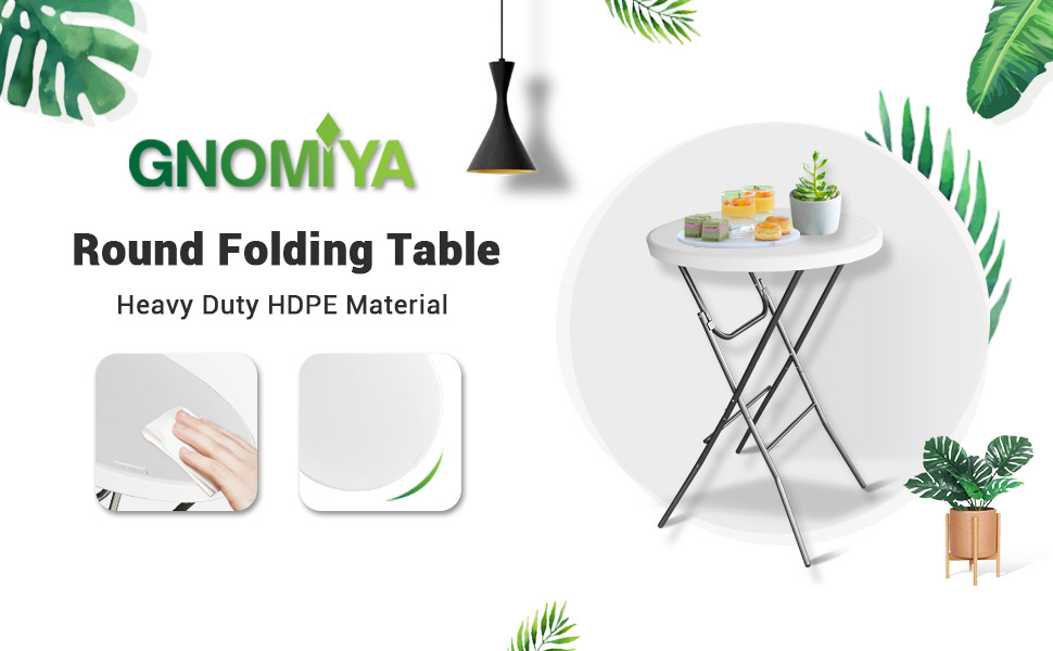 Gnomiya 32in High Top Table, Cocktail Table Granite White, Portable Bar Height