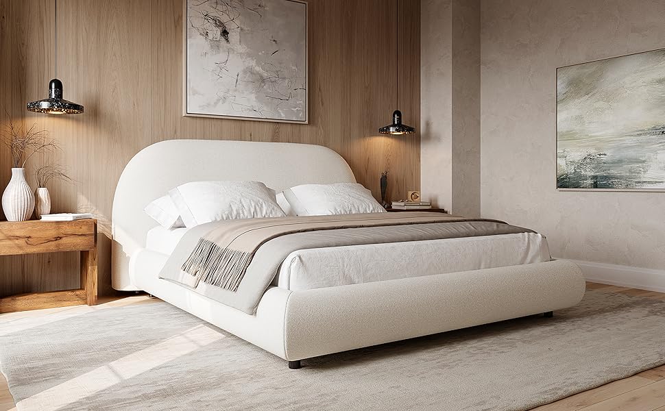 【状態良好】A BOOK OF BEDS Amazon.com: CIKUNASI Upholstered King Size Bed with