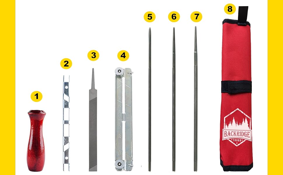 Chainsaw Sharpener File Kit Flat, 5/32, 3/16, 7/32 Inch