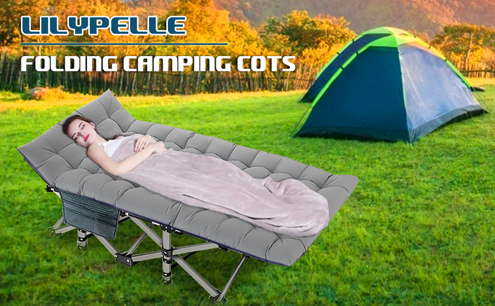 Lilypelle Folding Camping Cot, Double Layer Oxford Strong