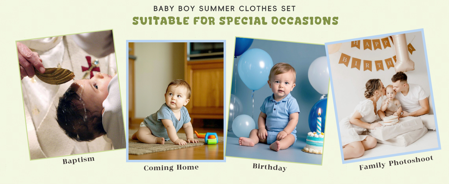 Baby Boy Summer Clothes Easter Outfit  Button Down Shirt Tops and Green Stripe Shorts Clothing Sets