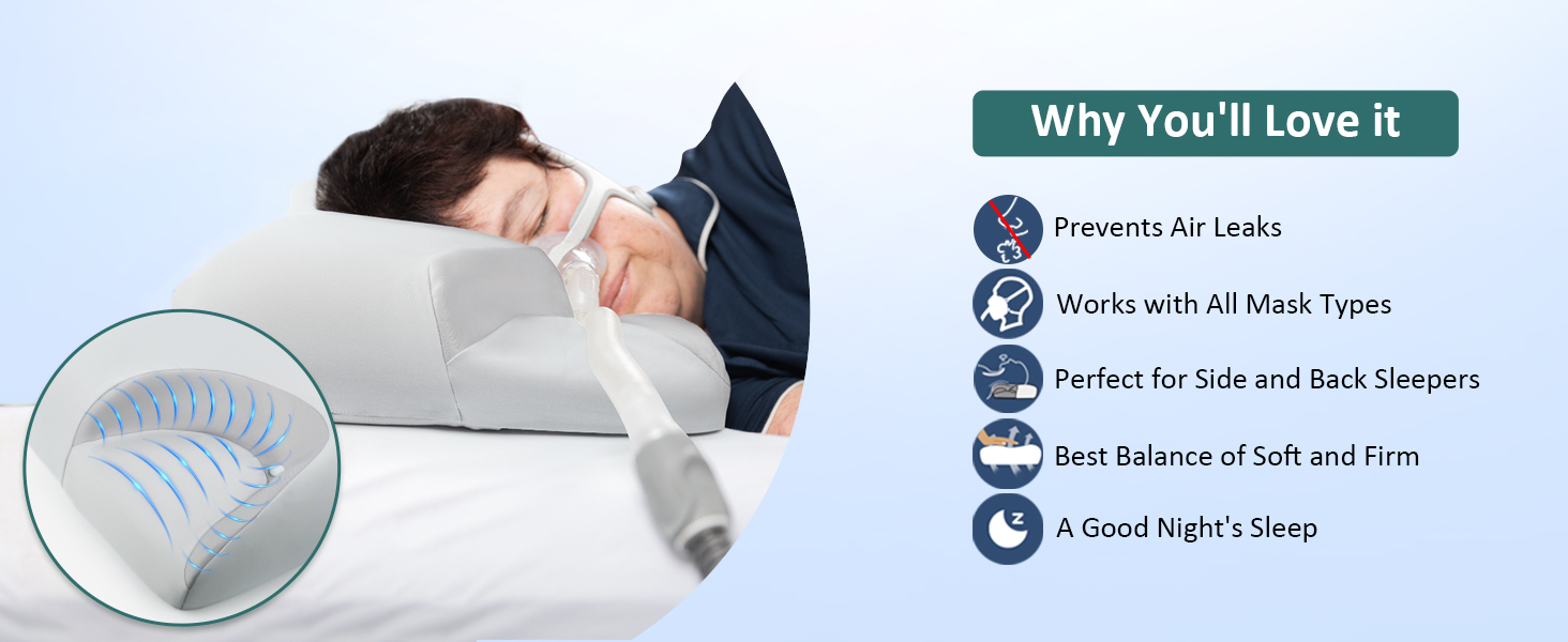 Cooling CPAP Pillow for Side Sleepers, [NEWEST] Sleep Apnea Pillow for CPAP User