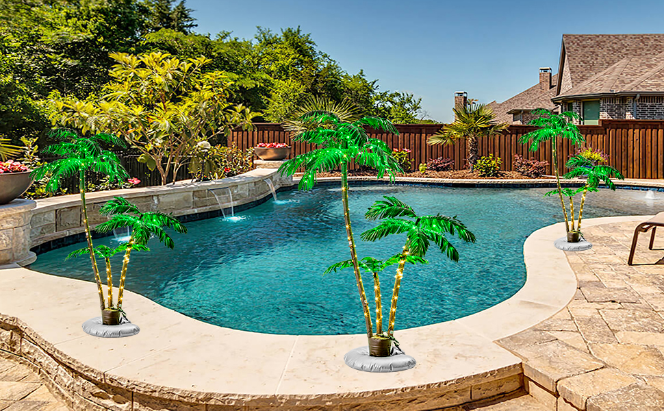 Solar Lighted Palm Trees for Outside Patio, 5.2Ft 229 LED Artificial