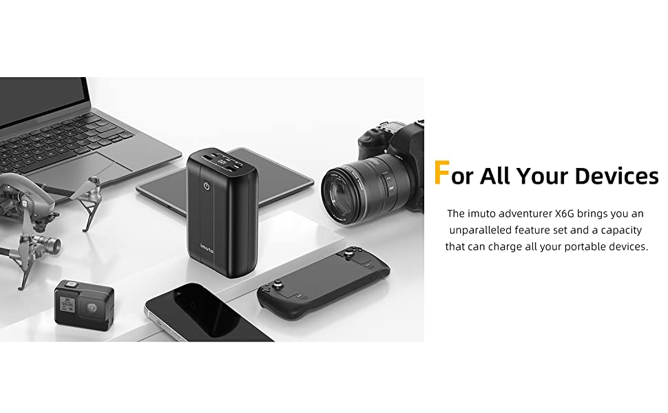 imuto Laptop Powerbank 27200mAh, USB C PD 100W Power Bank Tragbares Ladegerät mit 4 Anschlüssen