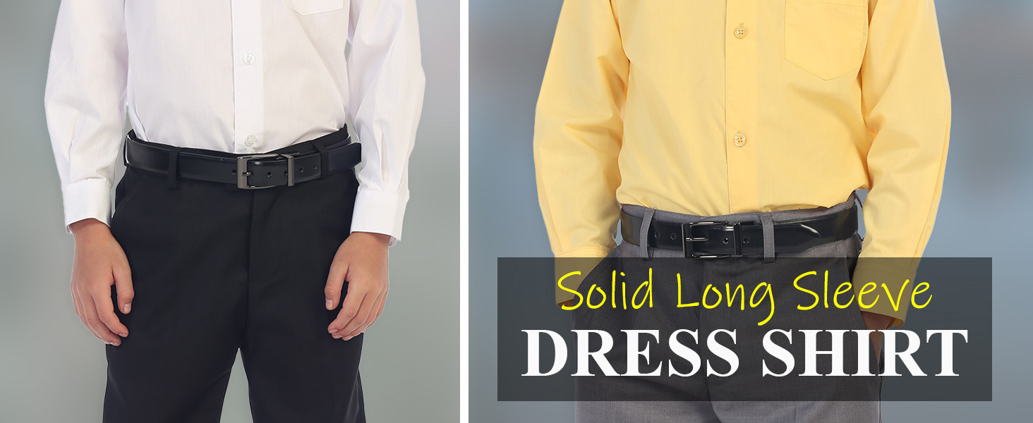 Gioberti Boys Long Sleeve Solid Dress Shirt