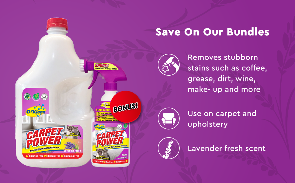 OzKleen Carpet Power 3LTR + 500ml FREE PROMOTION Carpet Stain Remover
