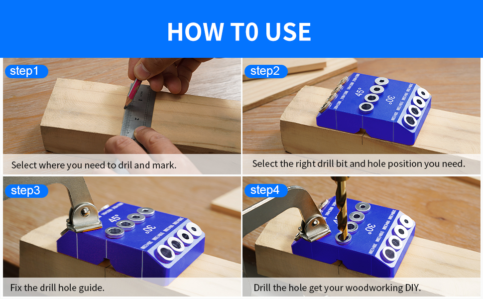 Kolvoii 30 45 90 Degree Angle Drill Guide Jig, Drill Jig for Angled