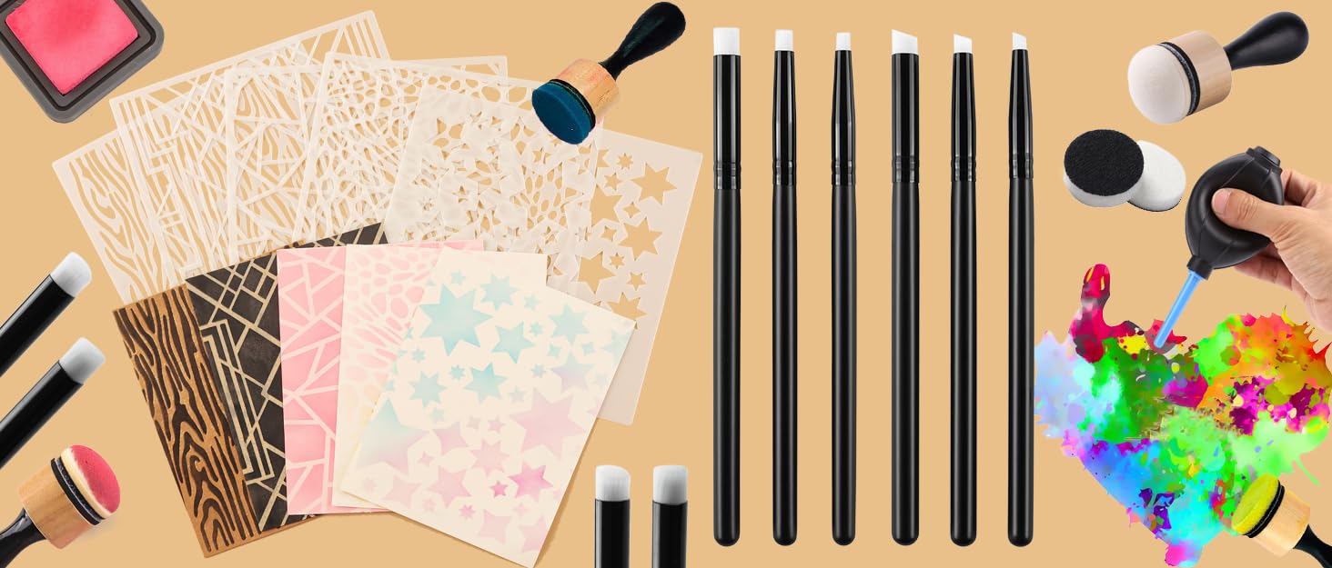 OTCRAFT 12PCS Mini Ink Paints Mixing Blending Brush Blending Tools3