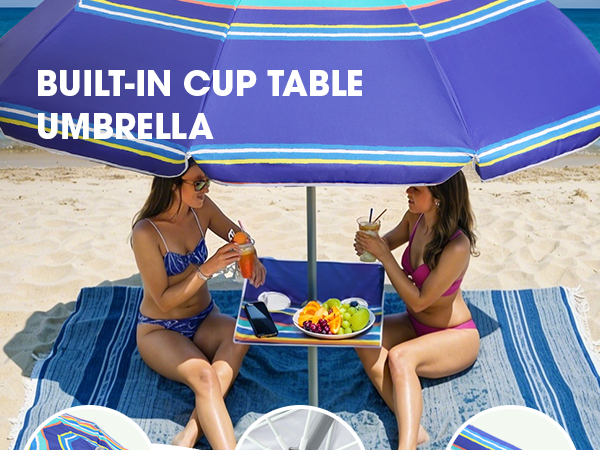 アンブレラページ Amazon.com : 7ft Beach Umbrella featuring a built-in table
