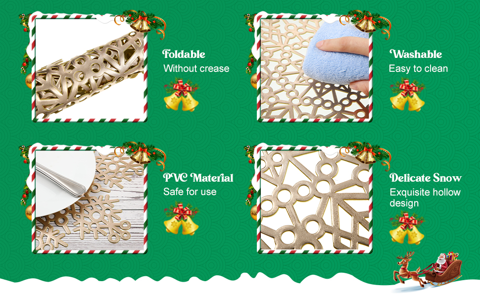 Snowflake Placemat Set 15 Inch Pressed Vinyl Placemat