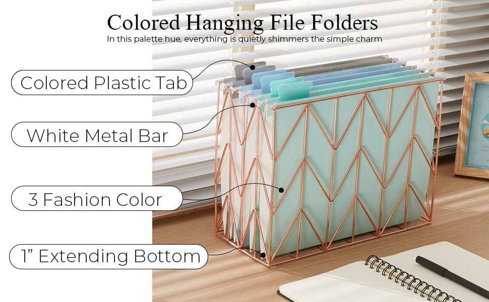 Y YOMA 6 Pack Colored Hanging File Folders Letter Size Decorative