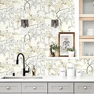 Beige Floral Peel and Stick Wallpaper Floral Contact Paper Vintage Floral Wallpaper Peel and Stick