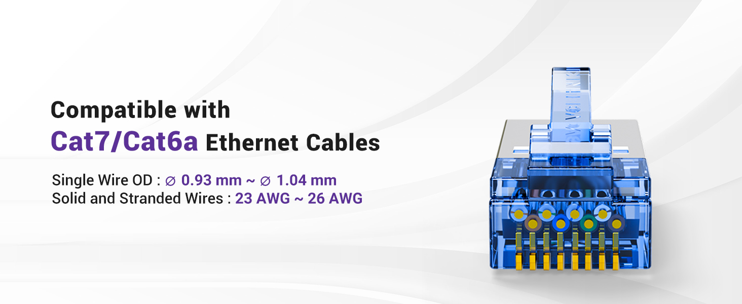 VCELINK Cat6A RJ45 Connector Shielded Non-Pass Through 25-Pack