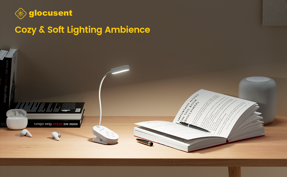 Glocusent 16 LED Mini Book Light for Reading in Bed, Clip On Reading