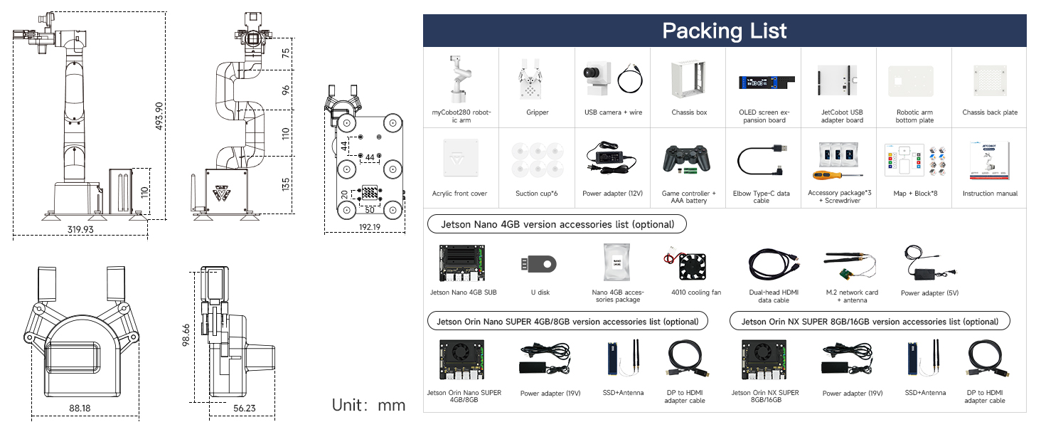 jetson orin nano 8gb N-VIDIA jetson nano mycobot 280 jetson nano robotic arm collaborative robot