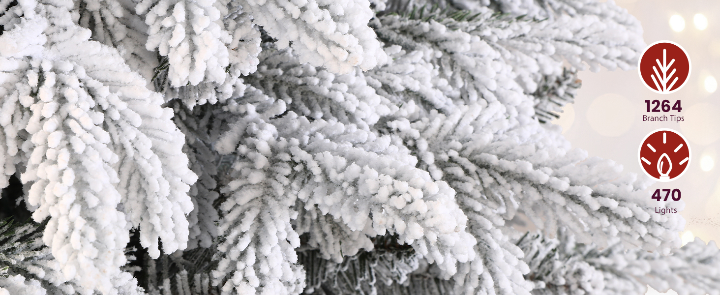 Prelit Snow Flocked Artificial Holiday Christmas Tree