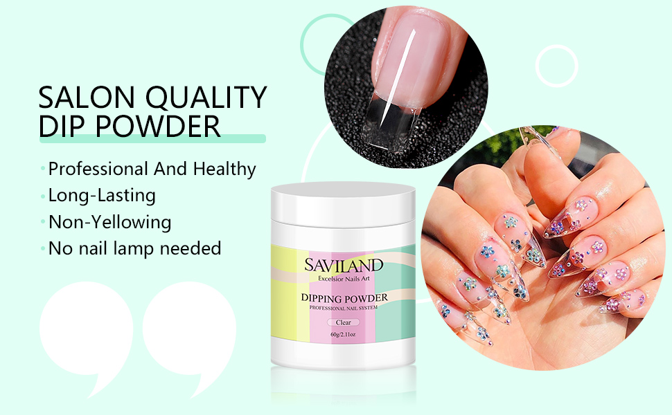 Saviland Clear Dip Powder 2.1oz Nail Dip Powder Dipping Powder for