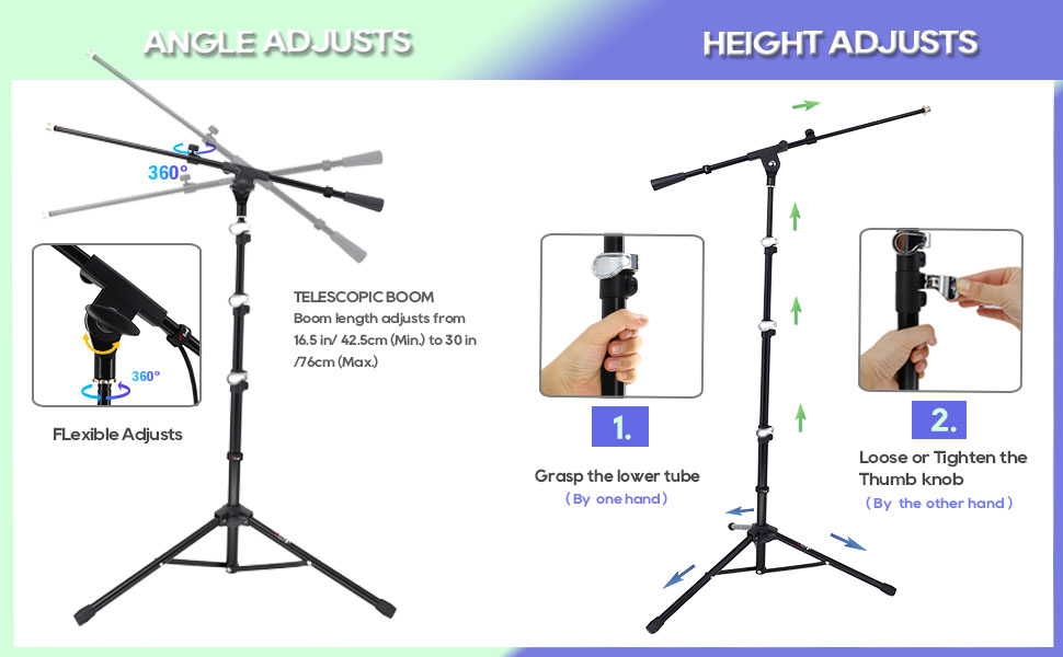 Tlingt Mic Stand, Portable Microphone Stand, Easygo