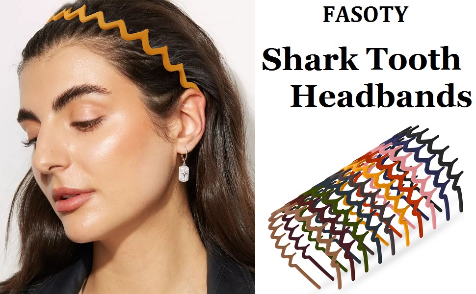 FASOTY 10 PCS Zig Zag Headbands Plastic Hair Bands Women