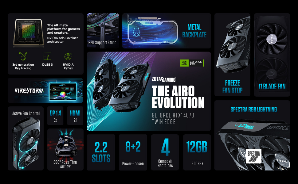 Amazon.in Buy ZOTAC Gaming Geforce RTX 4070 Twin Edge 12Gb Gddr6X, 192Bit, 2490/21000, Hdcp