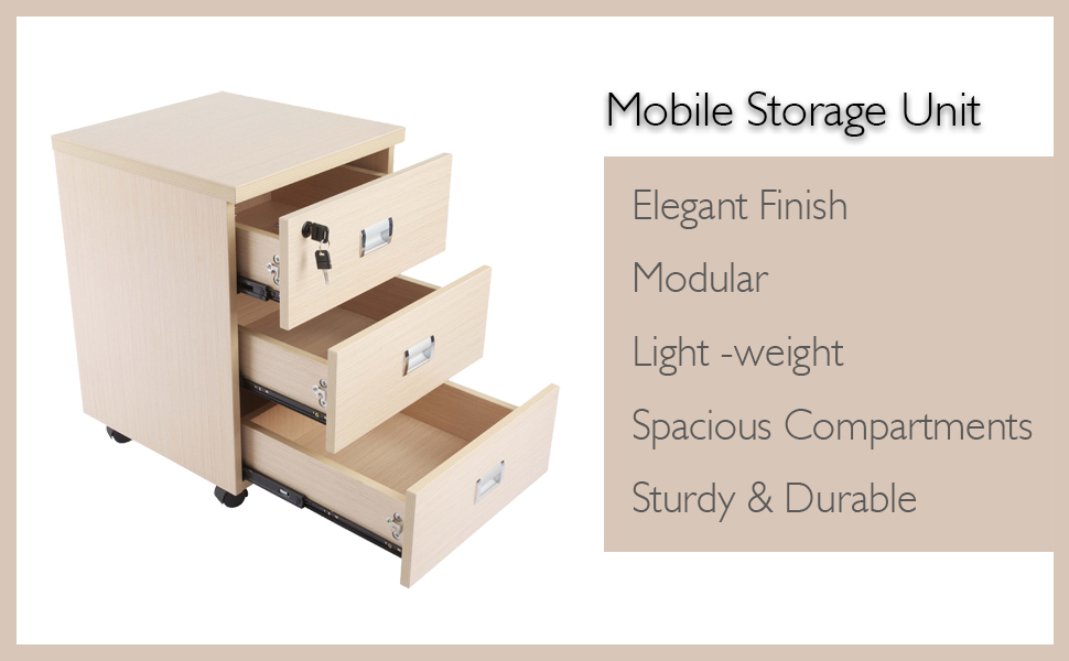 Mahmayi Stazion 3 Drawer Mobile Storage Unit Modern Office Furniture With Cabinets Drawers Functional 3 Drawers Storage Finished With Melamine On Mdf Castor Wheels Oak No Installation Required Buy Online