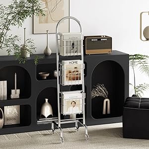 Amazon｜PonyLes マガジンラック スリム 3段 キャスター付き