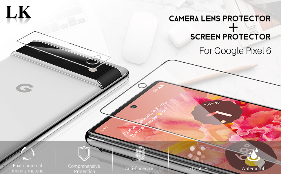 LK [2+2 for 2 Pack Google Pixel 6 Screen Protector with 2