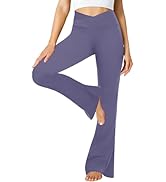 ZOOSIXX Black Flare Yoga Pants for Women, Crossover Soft Bootcut Leggings