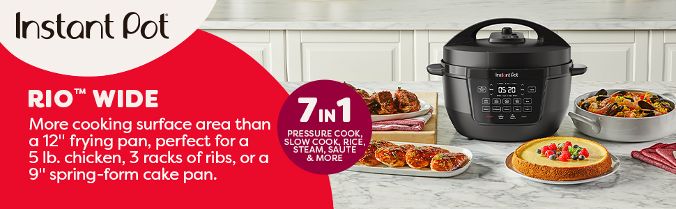 Rio Wide Multi-Cooker, showcasing the multi-cooker on a kitchen table with dishes.