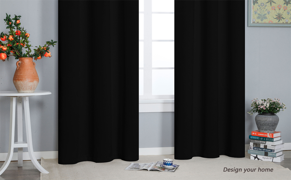 Amazon｜Dehome 1級遮光カーテン 幅100cm 丈130 cm ブラック 1枚