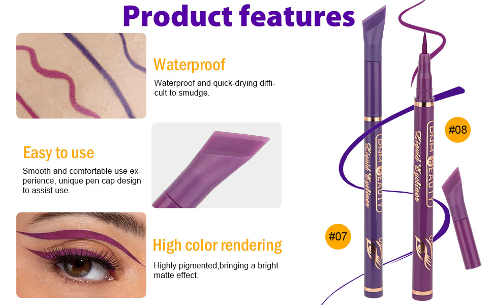 2Pcs Blue Purple Liquid Wing Eyeliner Colorful Pen Set
