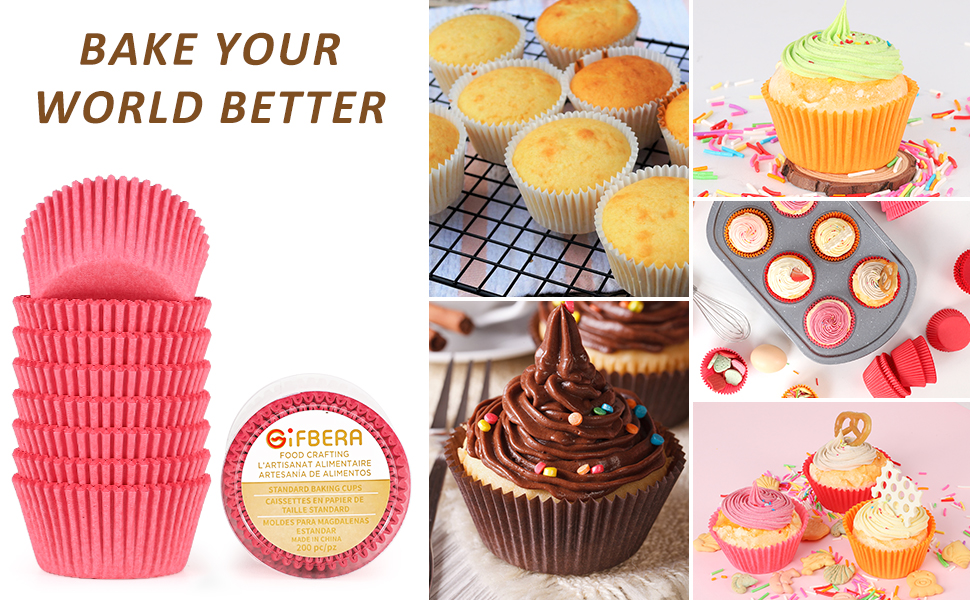 Gifbera Standard Cupcake Liners Odorless Greaseproof Paper