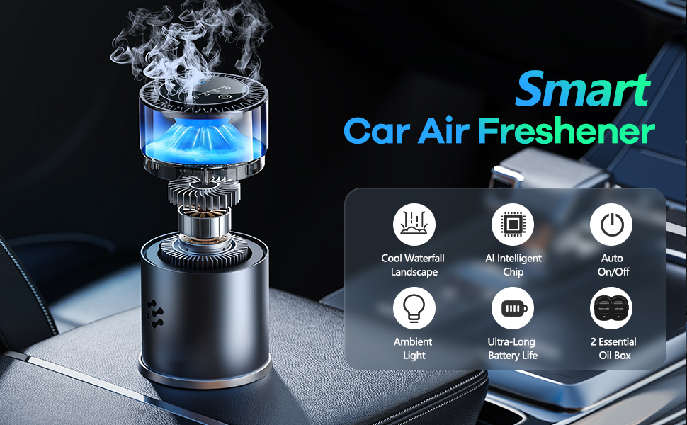 Amazon.com: Smart Car Air Freshener, Automatic Car Air Freshener Diffuser with Ambient Light, Car Diffuser with 2 Essential Oil Box, Aromatizante Para Carro, Car Fresheners Long Lasting (2 Essential Oil Box) : Automotive