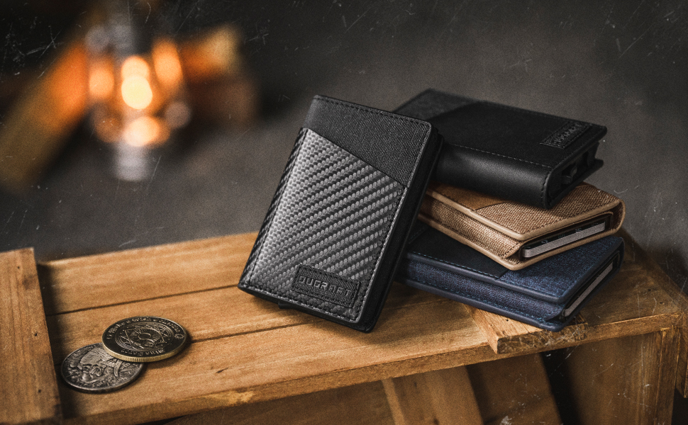 DUGRAFT Card Holder Wallet with ID Window, Mens RFID