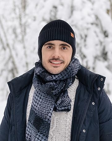 Ocatoma Winter Beanie Hats with Earflap for Men Women