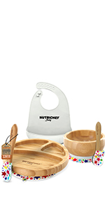 Round Bamboo Baby Plate;Wooden Toddler Plate;Stay Put Feeding;BPA-Free