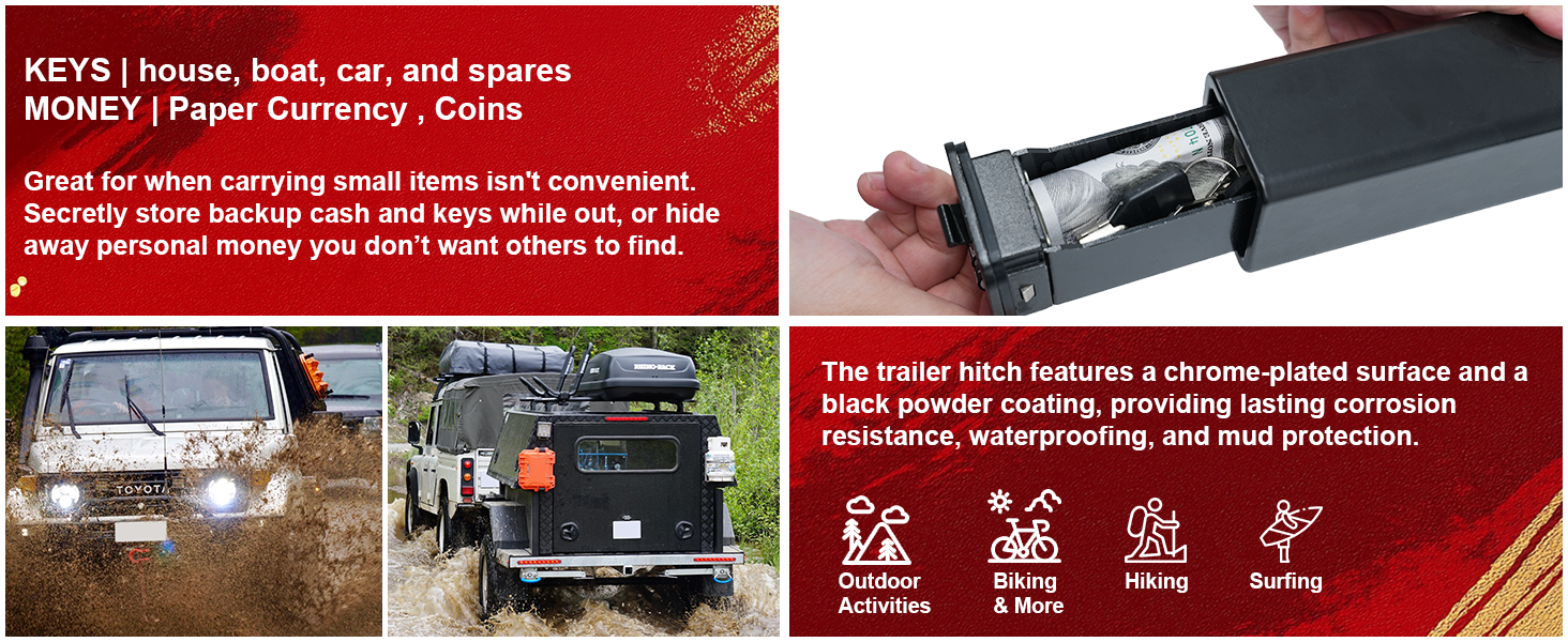 TYT Hitch Storage Combo 2" Trailer Hitch with 5/8" Hitch