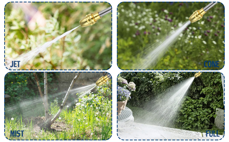 Garden Hose Nozzle, 360° Rotaing Heavy Duty Metal Spray Nozzle, High