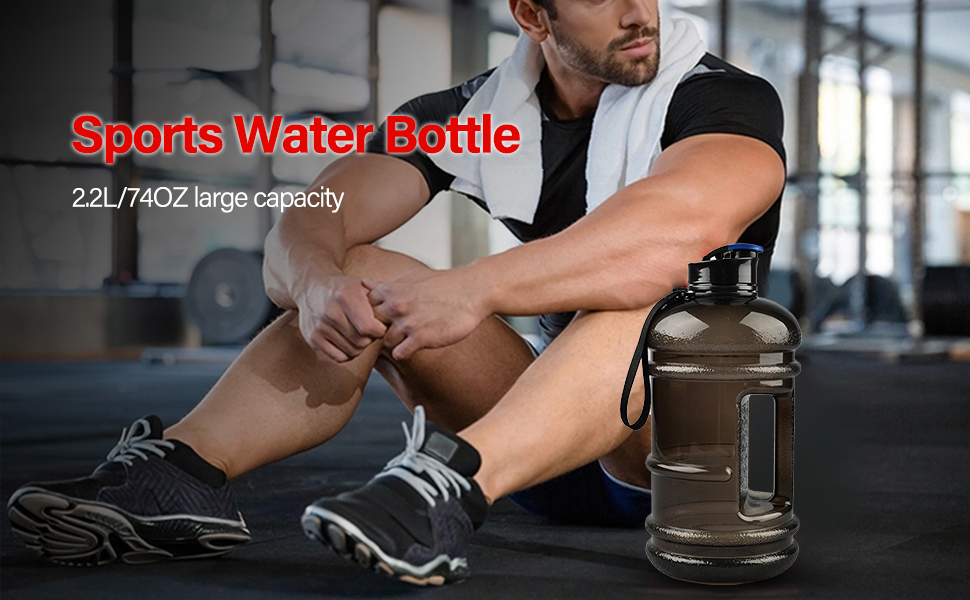 2.2L Water Bottle, Half Gallon Water Jug with Strap, Anti