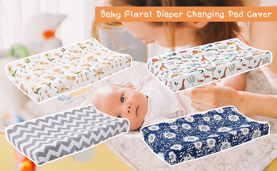 Baby Floral Diaper Changing Pad Cover