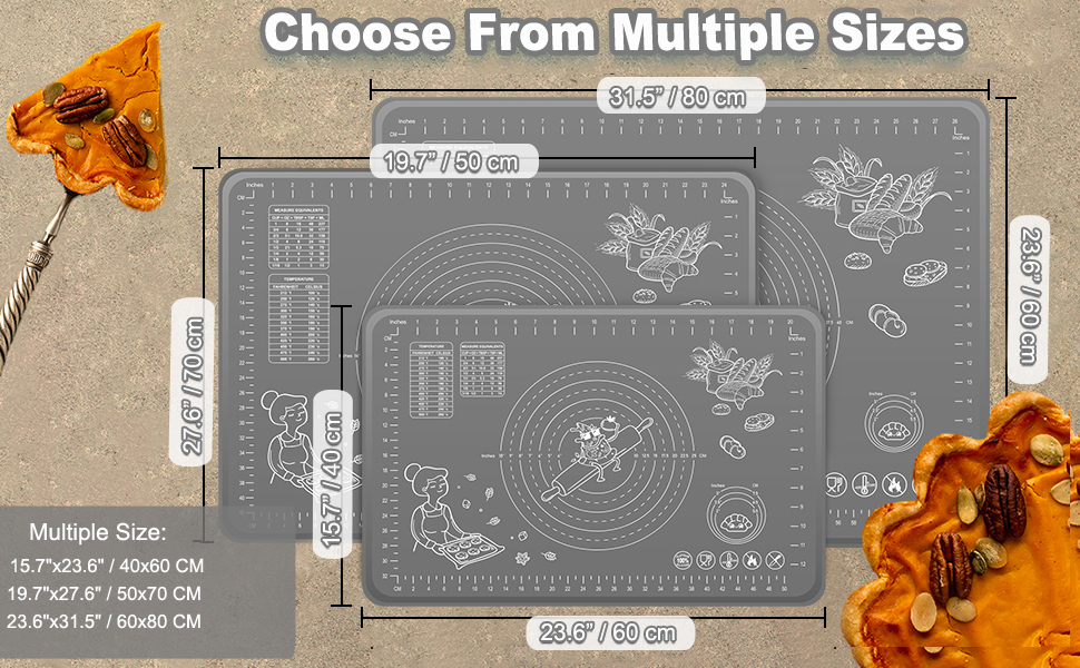 Silicone Pastry Mat Extra Thick Nonstick Baking Mat, 32" x