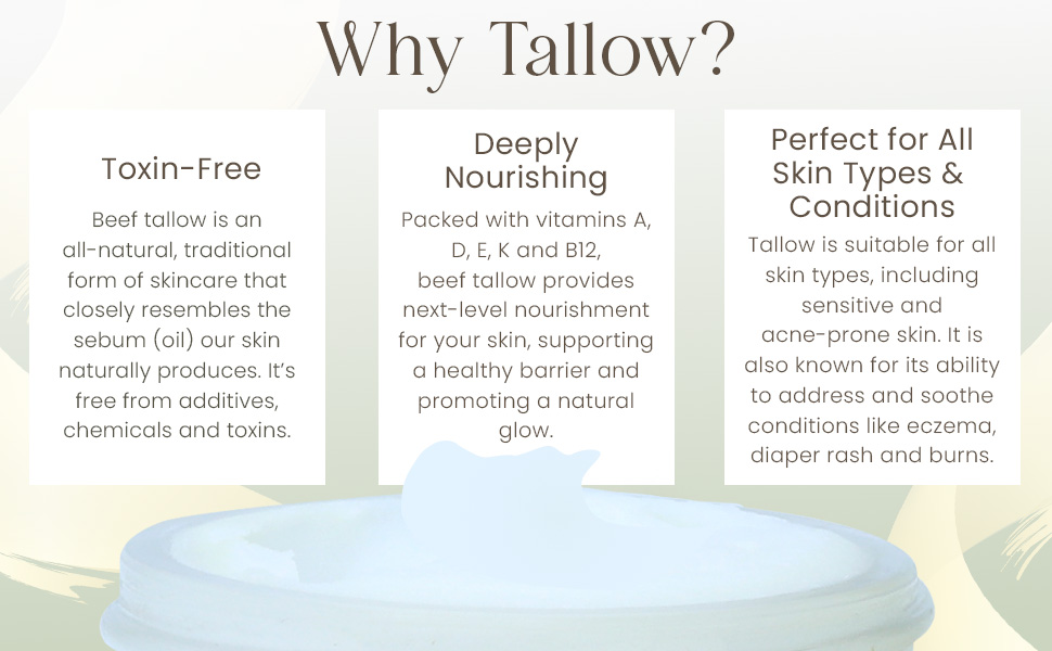organic grass fed whipped beef tallow for skin, tallow honey balm, whipped tallow honey balm, 