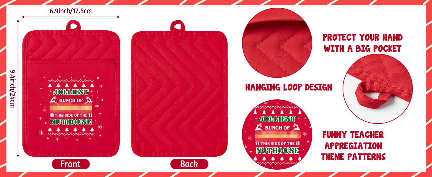 3Pc Funny Christmas Pot Holders with Silicone Spatula Gift Set