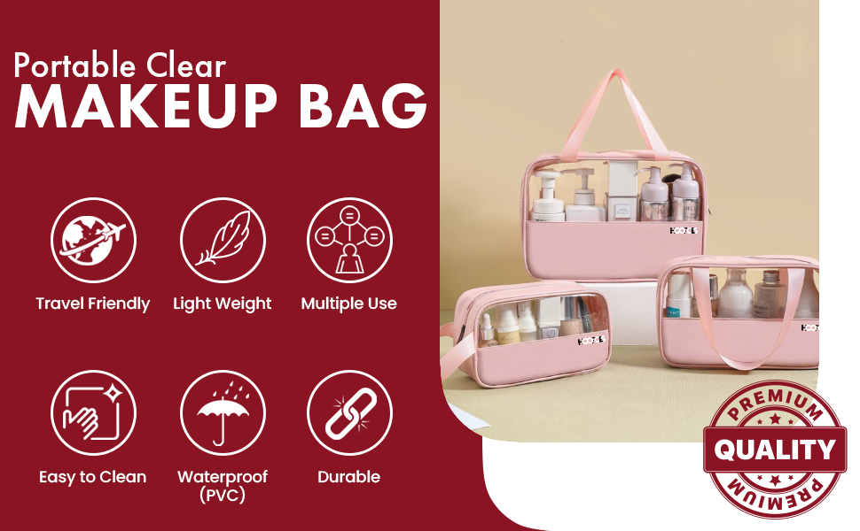 Travel Toiletry Pouch for Women Men Portable Cosmetic Organizer Bag Brushes Set Bathroom Makeup