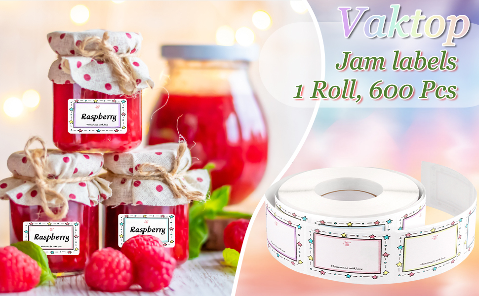 Jam Jar Labels Vaktop 600PCS Labels for Jars, Self Adhesive Jar