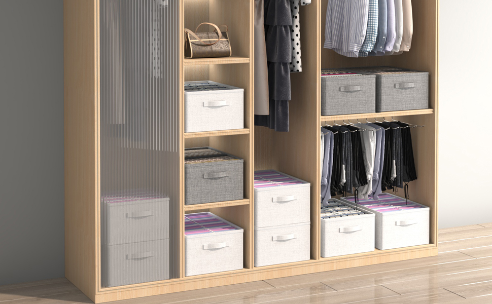 Linen Folding Storage Bins, 3 Pack Large Storage Baskets