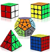 Speed Cube Set, Aitey Qiyi Magic Cube Bundle 2x2 3x3 4x4 Pyramid Megaminx Speed Cube Puzzle Toys ...