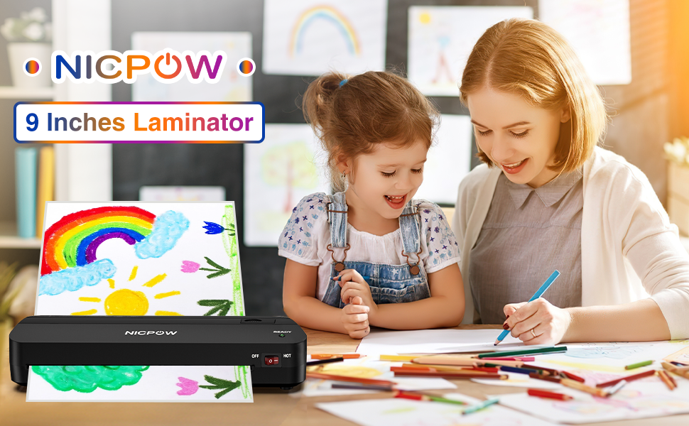 Laminator, NICPOW Laminating Machine with 30 Laminator Pouches A4 A5 A6